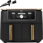 Kitcherio Foodi MAX Dual Zone Heißluftfritteuse, 9,5L Airfryer, 2 Fächer, mit Zange, Antihaftbeschichtung, spülmaschinenfeste Körbe, 6-in-1, Amazon Exklusiv, Kupfer/Schwarz, AF400EUCP