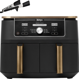 Kitcherio Foodi MAX Dual Zone Heißluftfritteuse, 9,5L Airfryer, 2 Fächer, mit Zange, Antihaftbeschichtung, spülmaschinenfeste Körbe, 6-in-1, Amazon Exklusiv, Kupfer/Schwarz, AF400EUCP