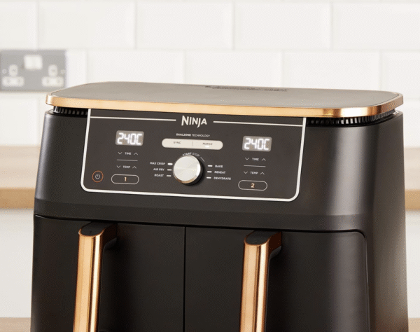 Kitcherio Foodi MAX Dual Zone Heißluftfritteuse, 9,5L Airfryer, 2 Fächer, mit Zange, Antihaftbeschichtung, spülmaschinenfeste Körbe, 6-in-1, Amazon Exklusiv, Kupfer/Schwarz, AF400EUCP – Bild 4