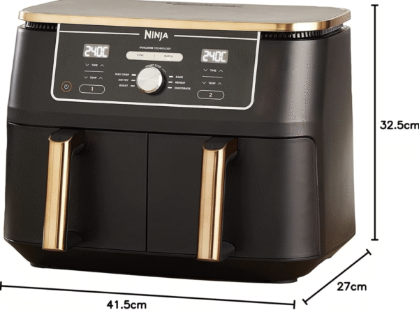 Kitcherio Foodi MAX Dual Zone Heißluftfritteuse, 9,5L Airfryer, 2 Fächer, mit Zange, Antihaftbeschichtung, spülmaschinenfeste Körbe, 6-in-1, Amazon Exklusiv, Kupfer/Schwarz, AF400EUCP – Bild 6